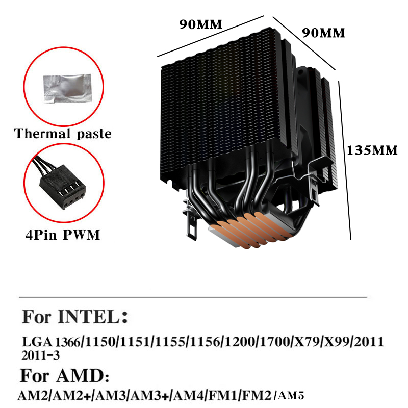 6 tubi di calore CPU dispositi - Cpu Heatsink recensione e prezzo